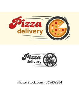 Pizza delivery logo template. Pizza sign as a wheel.