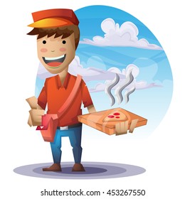 pizza delivery man with separated layers for game and animation, game design asset