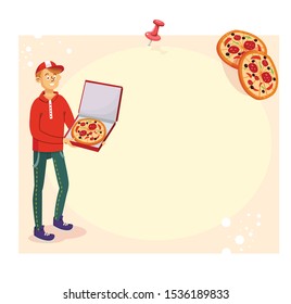 pizza delivery man vector illustration