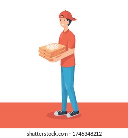 Pizza delivery man vector illustration 