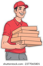 pizza delivery man without background