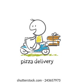 pizza delivery moped illustration