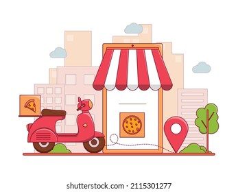 Pizza delivery online food delivery concept