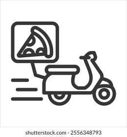 Pizza Delivery Outline Icon Vector Illustration