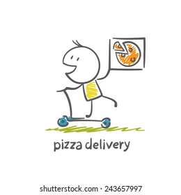 pizza delivery scooter illustration