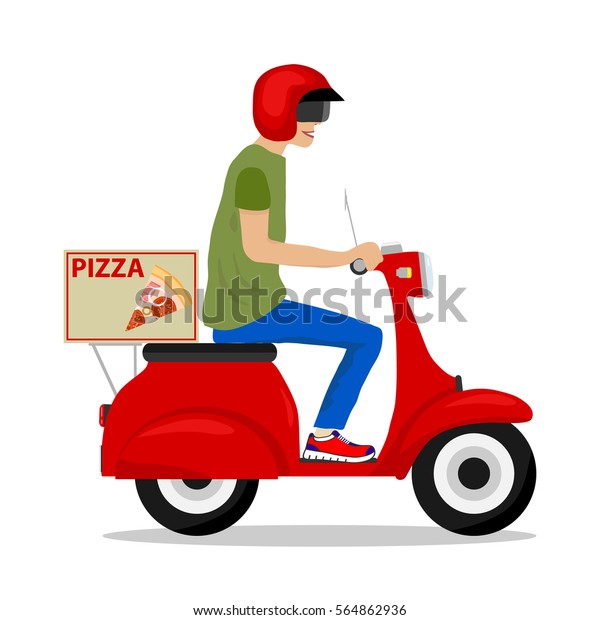 Vector De Stock Libre De Regal As Sobre Pizza Delivery Pizza Scooter Man On