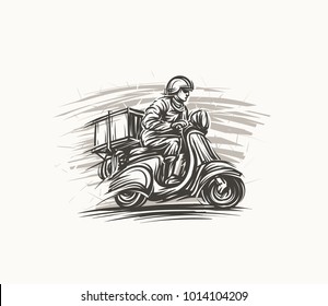 Pizza delivery scooter/motorbike illustration. Vector. eps10.