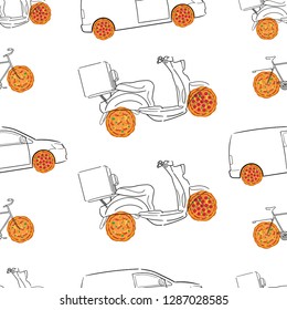 Pizza delivery seamless pattern.