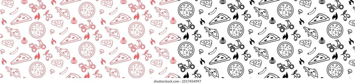 Pizza delivery seamless pattern icon doodle