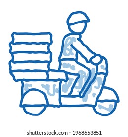 Pizza Delivery sketch icon vector. Hand drawn blue doodle line art Pizza Delivery isometric sign. isolated symbol illustration