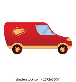 Pizza delivery van icon. Cartoon of pizza delivery van vector icon for web design isolated on white background