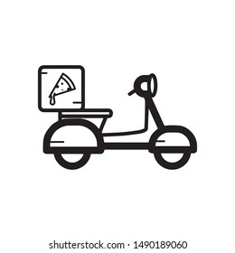Pizza delivery vector icon. Pizza delivery symbol. Linear style sign for mobile concept and web design. Pizza delivery symbol illustration. Pixel vector graphics - Vector.