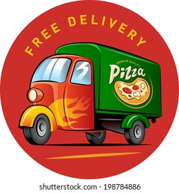 Pizza delivery. Vector illustration isolated on a white background