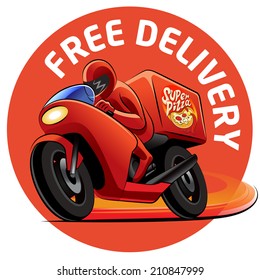 Pizza delivery. Vector illustration isolated on a white background