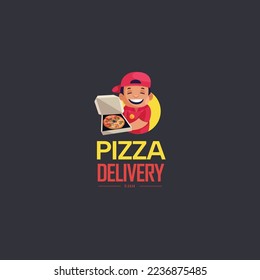 Pizza delivery vector mascot logo template. 
