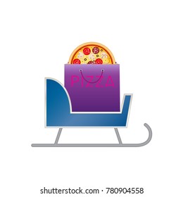 Pizza. Pizza delivery. Winter. concept order delivery pizza. Illustration for advertisement, web sites, flyer, banners design. Vector illustration