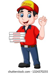 Pizza deliveryman showing ok sign
