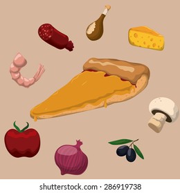 Pizza design over beige background, vector illustration.