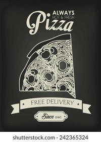 Pizza design over black background, vector illustration