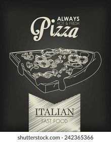 Pizza design over black background, vector illustration