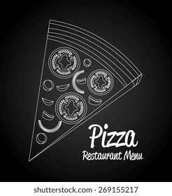 Pizza design over black background, vector illustration.