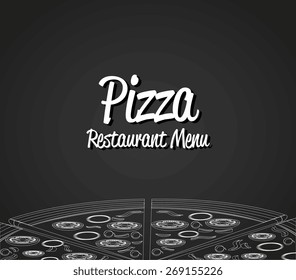 Pizza design over black background, vector illustration.