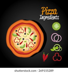 Pizza design over black background, vector illustration.