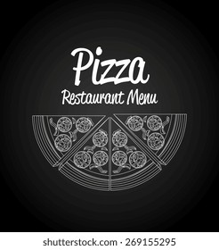 Pizza design over black background, vector illustration.