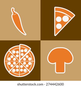Pizza design over brown background, vector illustration.
