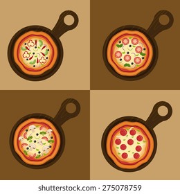 Pizza design over brown background, vector illustration.