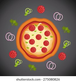 Pizza design over gray background, vector illustration.