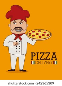 Pizza design over orange background, vector illustration