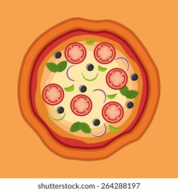 Pizza design over orange background, vector illustration.