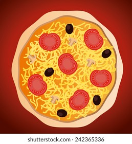 Pizza design over red background, vector illustration