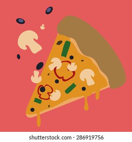 Pizza design over red background, vector illustration.