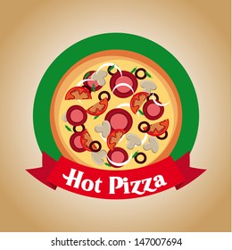 pizza design over vintage background vector illustration  