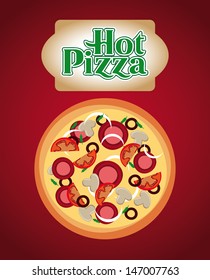 pizza design over vintage background vector illustration  