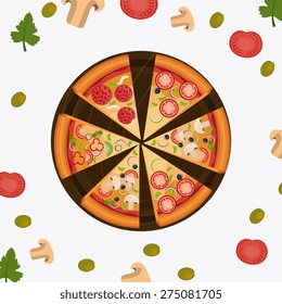Pizza design over white background, vector illustration.