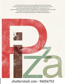 Pizza. Design print retro background