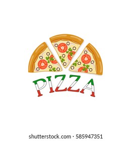 Pizza design template. Italian pizza - vector illustration