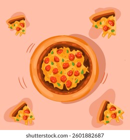 Pizza design vector illustration, Food menu illustration isolated.