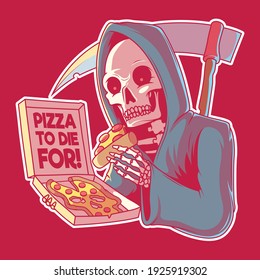 Pizza to Die for vector illustration. Fast food, brand, logo, design concept.