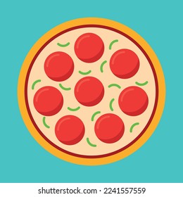 Pizza with different ingredients. Top view pizza vector illustrator