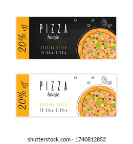 Pizza Discount Coupon. Pizza Flyer. Gift Voucher Template