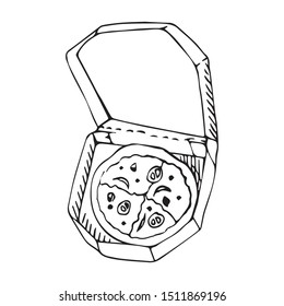 Pizza Doodle Box vector sketch