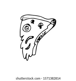 Pizza Doodle Icon Vector Hand Drawing