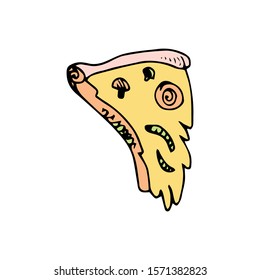 Pizza Doodle Icon Vector Hand Drawing