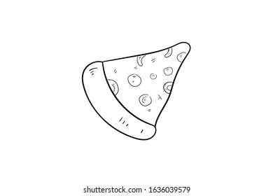 pizza doodle icon vector hand drawing 