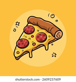Pizza doodle illustration, pizza slice illustration