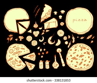 Pizza doodle set.